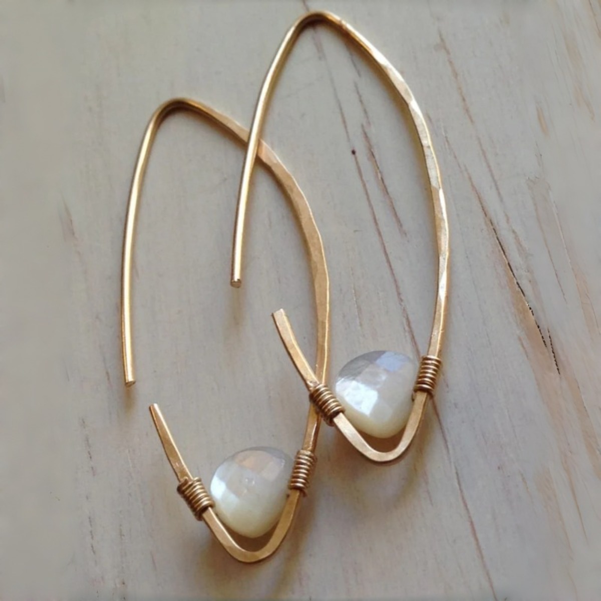 Hand-Hammered Plated Open Teardrop Cuff Earrings, Elegant